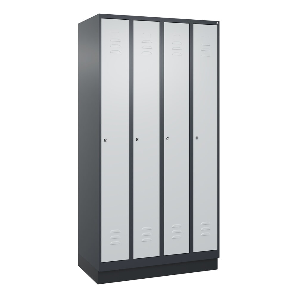 C+P Spind Classic PLUS, Sockel, 4 Abteile, HxBxT 1.950 x 1.000 x 500 mm, anthrazitgrau, lichtgrau, Zylinderschloss, ohne Mitteltrennwand Produktabbildung Nr. 9: C+P Spind Classic PLUS, Sockel, 4 Abteile, HxBxT 1.950 x 1.000 x 500 mm, anthrazitgrau, lichtgrau, Zylinderschloss, ohne Mitteltrennwand