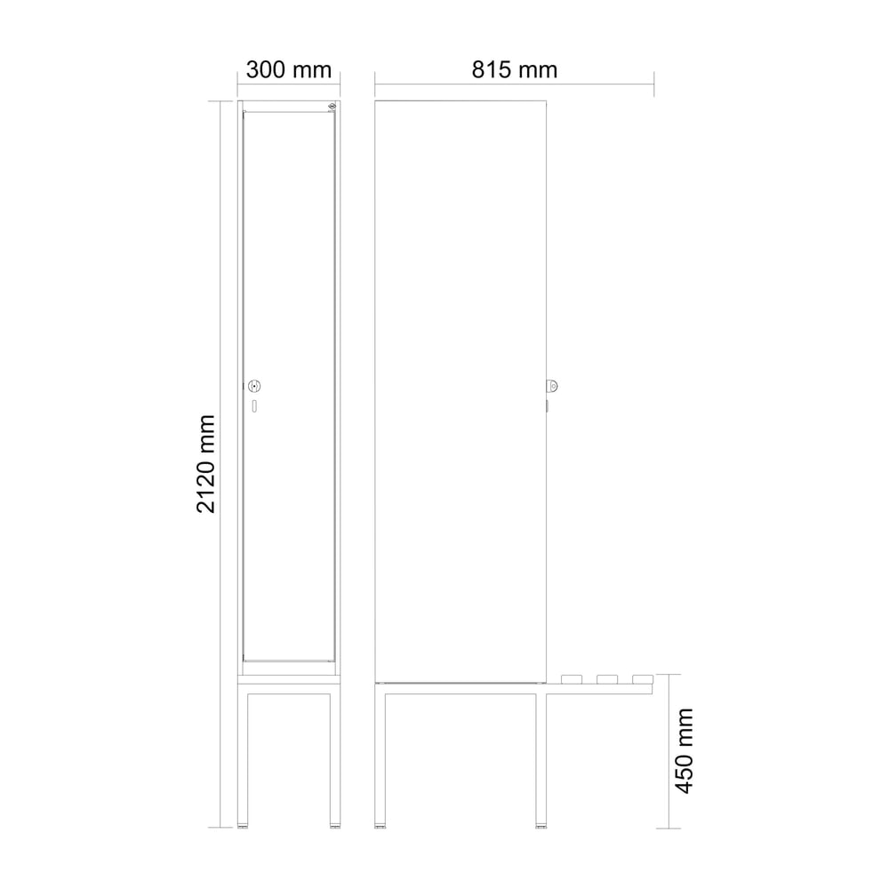 C+P Spind Classic PLUS, 1 Abteil, HxBxT 2.120 x 300 x 815 mm, für Vorhängeschloss, auskragende Bank aus Kunststoff, lichtgrau, enzianblau Produktabbildung Nr. 8: C+P Spind Classic PLUS, 1 Abteil, HxBxT 2.120 x 300 x 815 mm, für Vorhängeschloss, auskragende Bank aus Kunststoff, lichtgrau, enzianblau