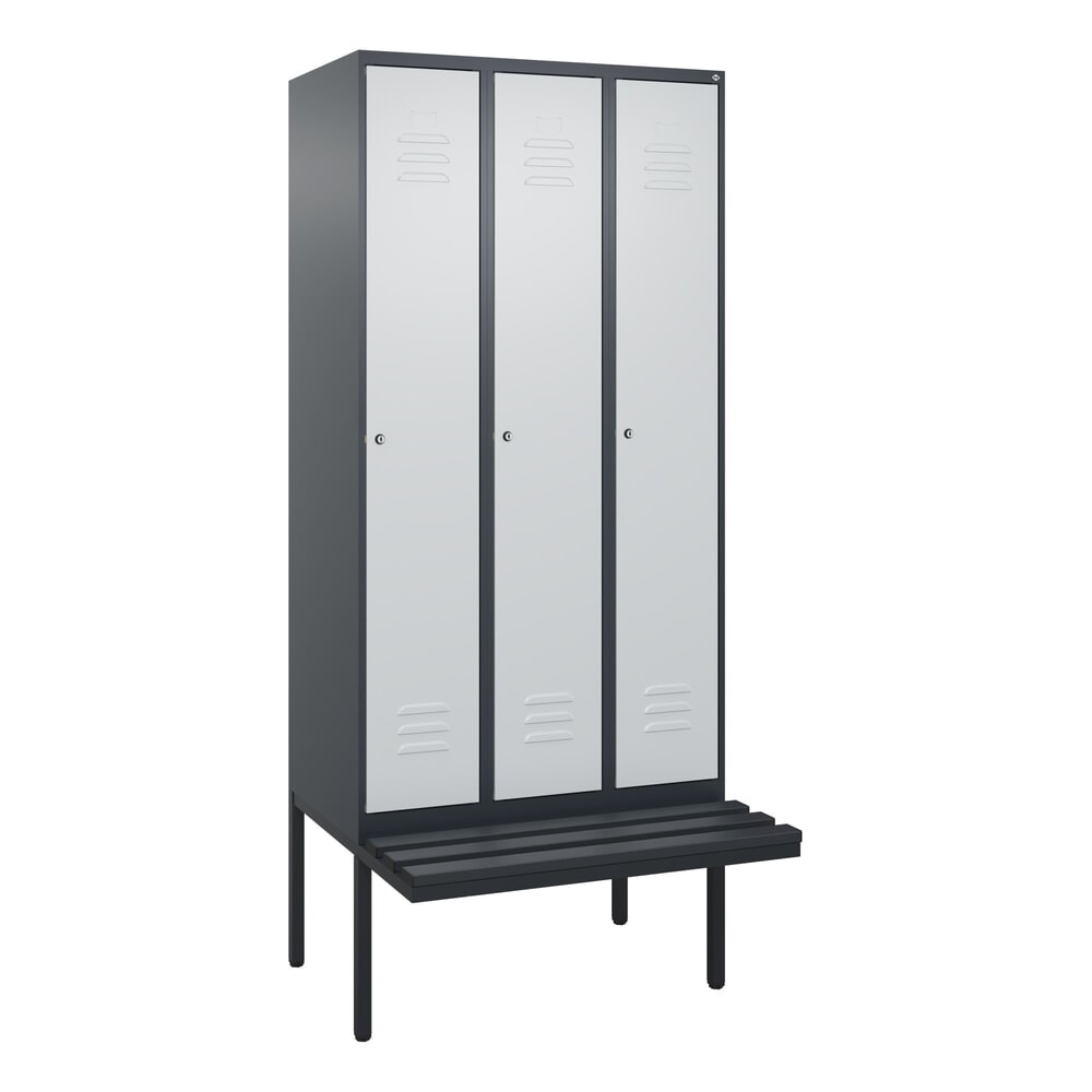 C+P Spind Classic PLUS, 3 Abteile, HxBxT 2.120 x 900 x 815 mm, Zylinderschloss, auskragende Bank aus Kunststoff, anthrazitgrau, lichtgrau Produktabbildung Nr. 9: C+P Spind Classic PLUS, 3 Abteile, HxBxT 2.120 x 900 x 815 mm, Zylinderschloss, auskragende Bank aus Kunststoff, anthrazitgrau, lichtgrau