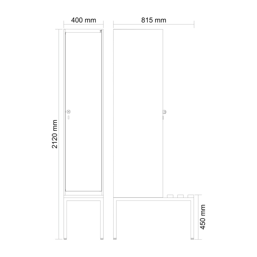 Produktabbildung Nr. 8: C+P Spind Classic PLUS, 1 Abteil, HxBxT 2.120 x 400 x 815 mm, Zylinderschloss, untergebaute Bank aus Kunststoff, lichtgrau, lichtgrau
