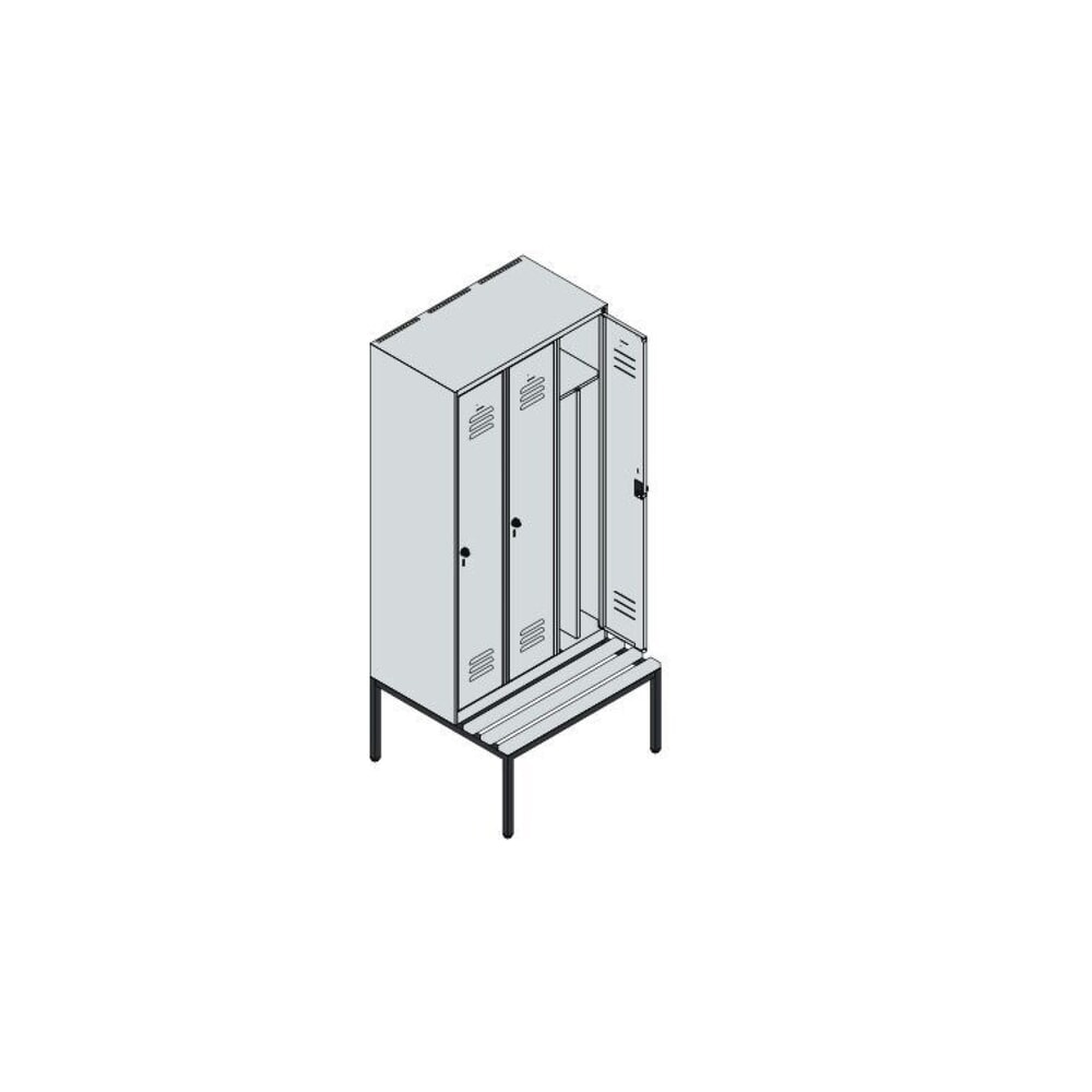 C+P Spind Classic PLUS, 3 Abteile, Trennwand, HxBxT 2.120 x 900 x 815 mm, Zylinderschloss, Trennwand, untergebaute Bank aus Buche, lichtgrau, anthrazitgrau N° de l'image du produit 8 : C+P Spind Classic PLUS, 3 Abteile, Trennwand, HxBxT 2.120 x 900 x 815 mm, Zylinderschloss, Trennwand, untergebaute Bank aus Buche, lichtgrau, anthrazitgrau