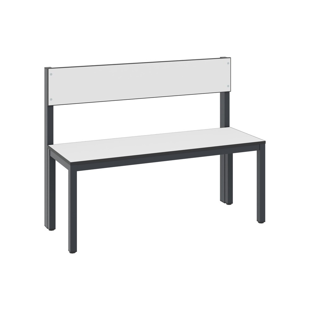 Produktabbildung Nr. 1: C+P Umkleidesitzbank Basic Plus, Länge 1.000 mm, einseitig, mit Rückenlehne, schwarzgrau/weiss