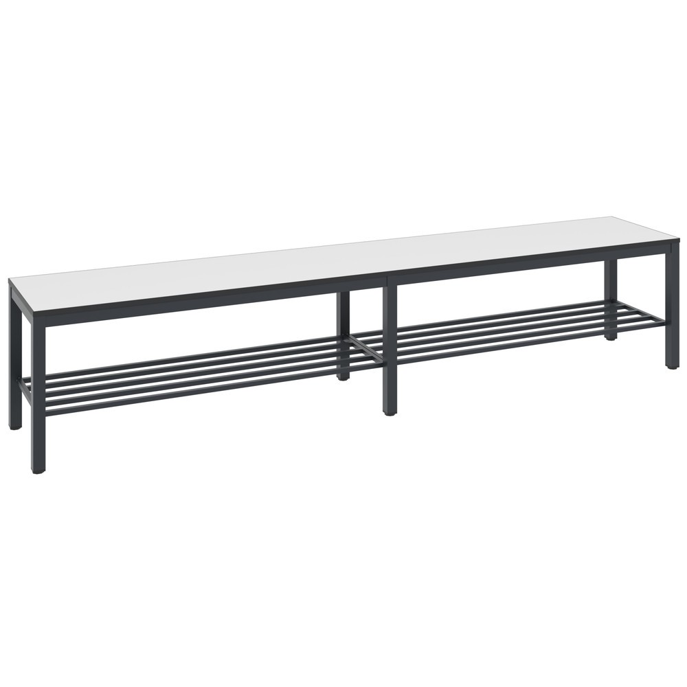 Produktabbildung: C+P Umkleidesitzbank Basic Plus, Länge 1.960 mm, inkl. Schuhrost, schwarzgrau/weiss