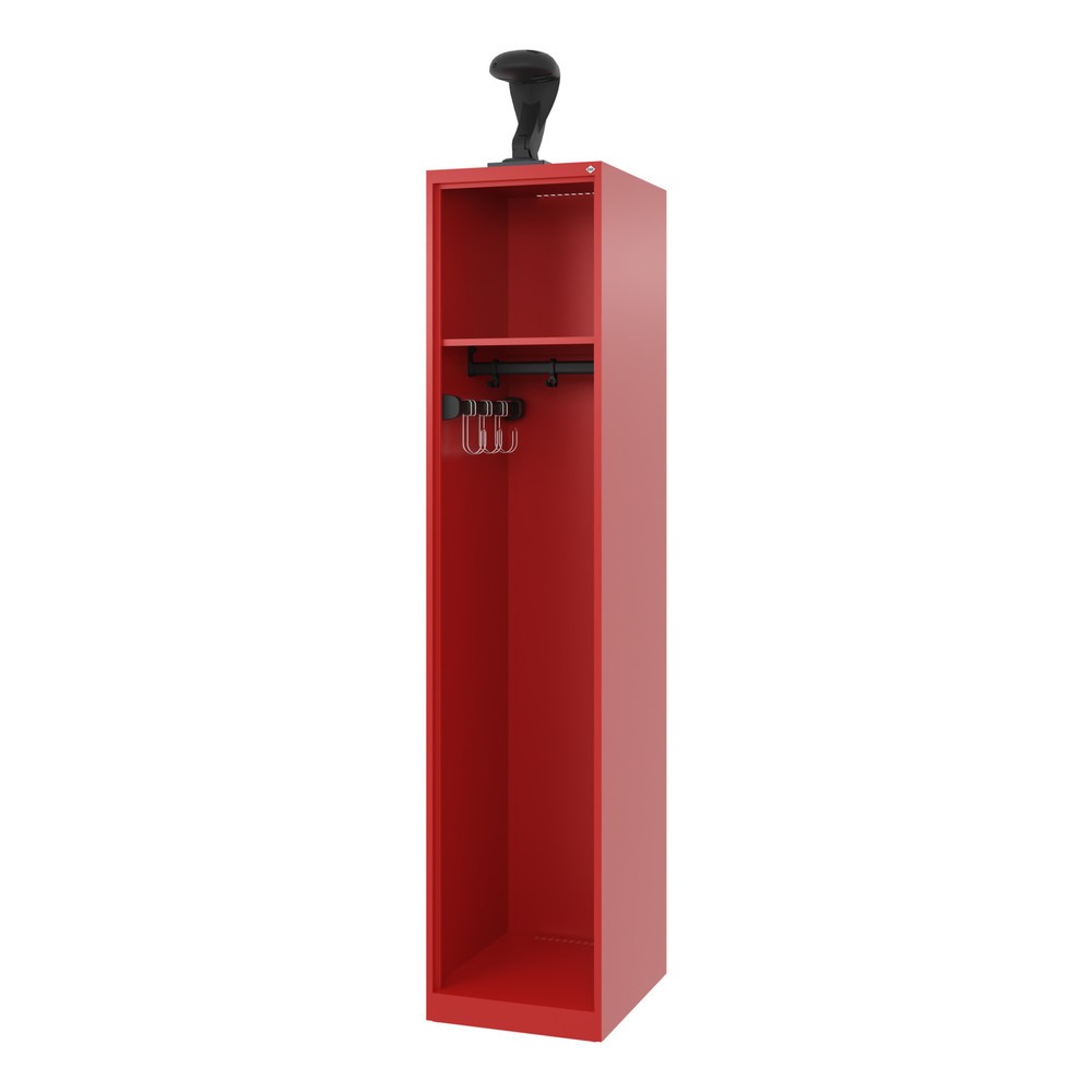 Illustration du produit: C+P Vestiaire pompier EXPERT, patins, 1 compartiment, HxlxP 1 850 x 400 x 500 mm, rouge feu, avec support de casque