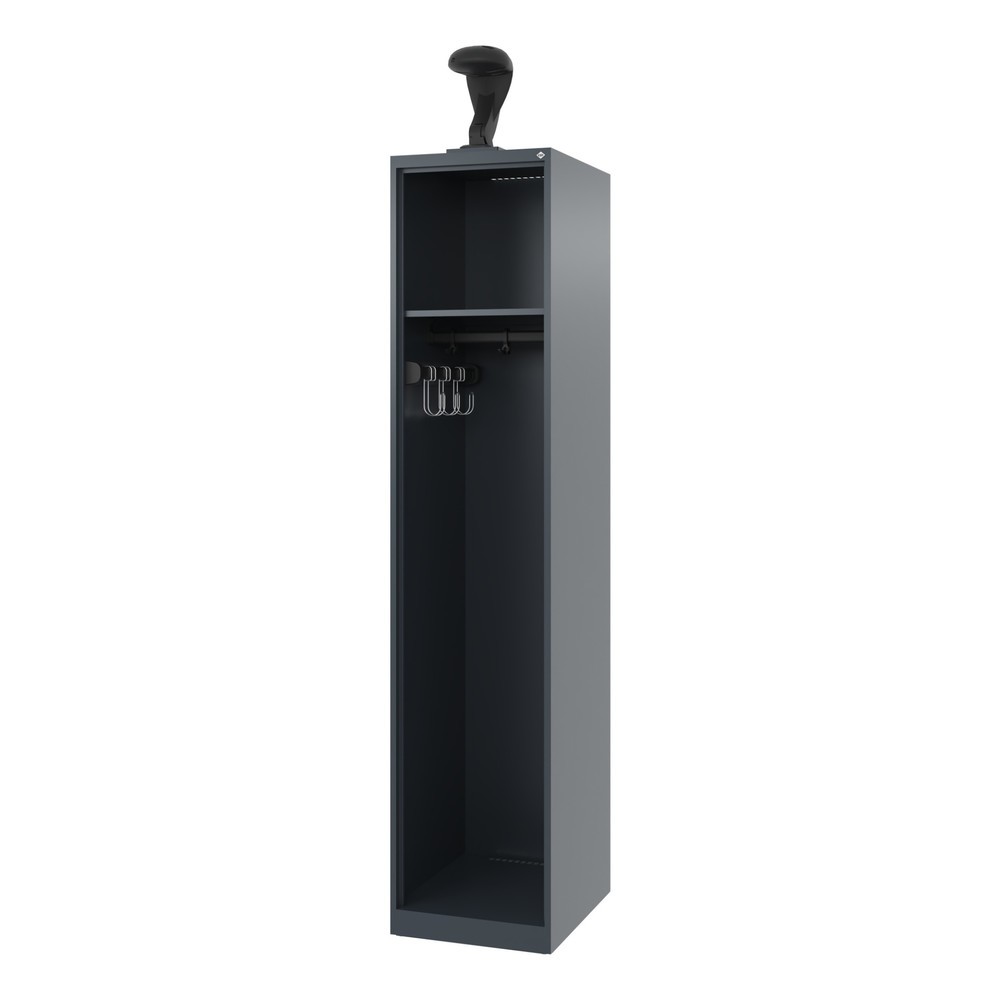 Illustration du produit: C+P Vestiaire pompier EXPERT, patins, 1 compartiment, HxlxP 1 850 x 400 x 500 mm, gris anthracite, avec support de casque