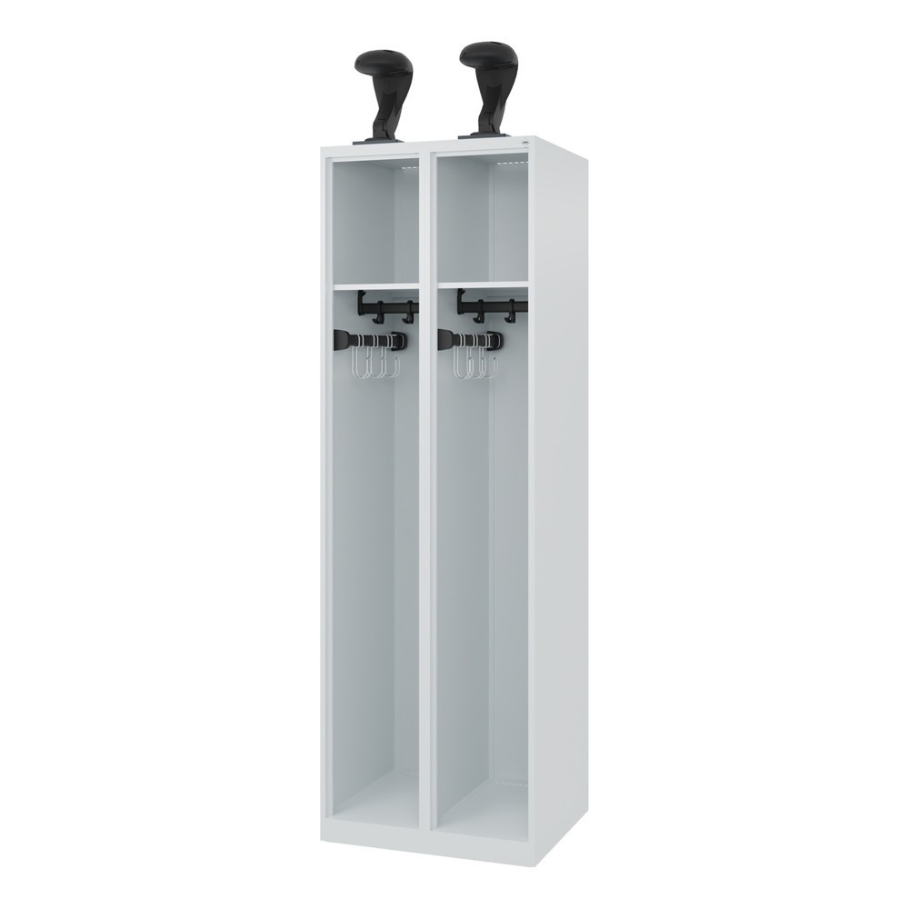 Produktabbildung Nr. 1: C+P Vestiaire pompier EXPERT, patins, 2 compartiments, HxlxP 1 850 x 600 x 500 mm, gris clair, avec support de casque