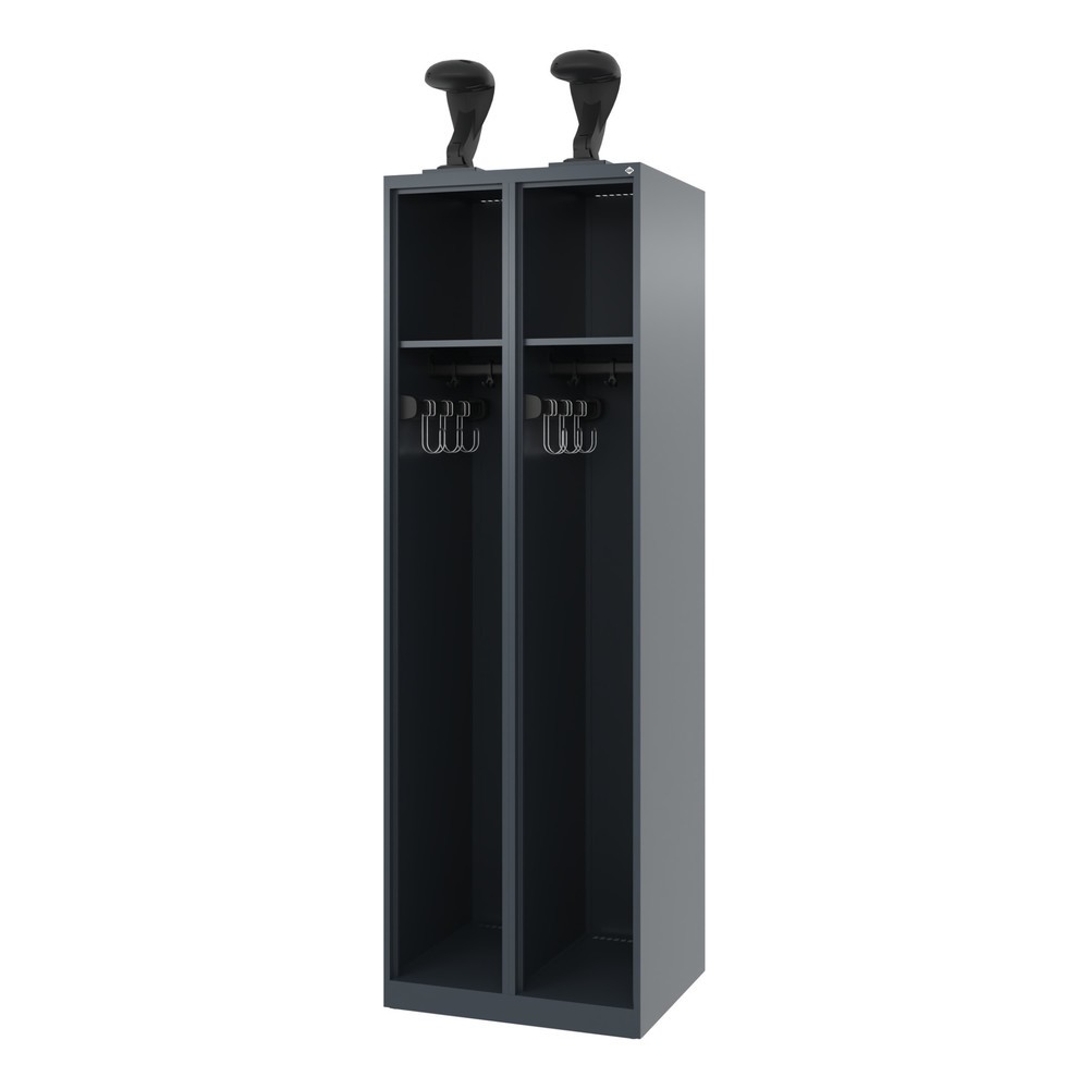 Illustration du produit: C+P Vestiaire pompier EXPERT, patins, 2 compartiments, HxlxP 1 850 x 600 x 500 mm, gris anthracite, avec support de casque
