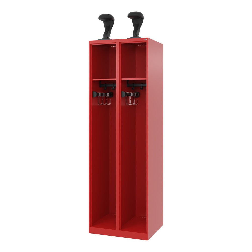 Illustration du produit: C+P Vestiaire pompier EXPERT, patins, 2 compartiments, HxlxP 1 850 x 600 x 500 mm, rouge feu, avec support de casque