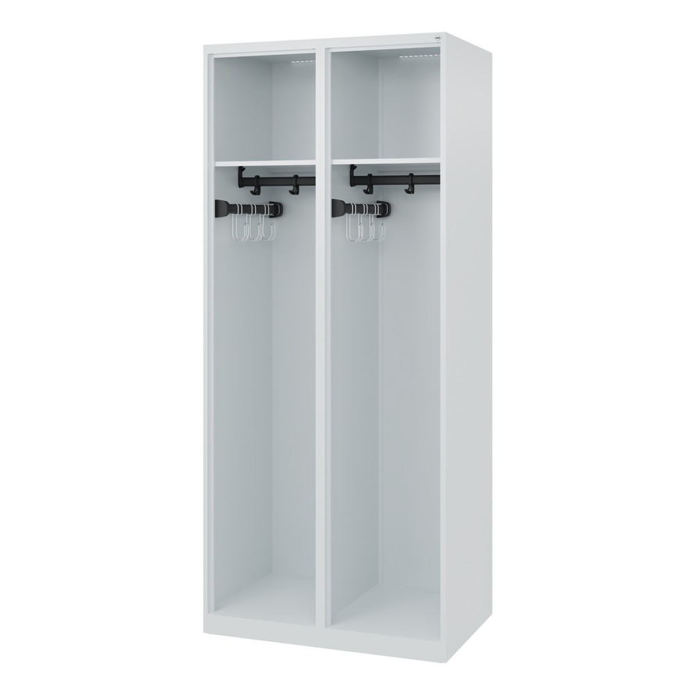 Illustration du produit: C+P Vestiaire pompier EXPERT, patins, 2 compartiments, HxlxP 1 850 x 800 x 500 mm, gris clair