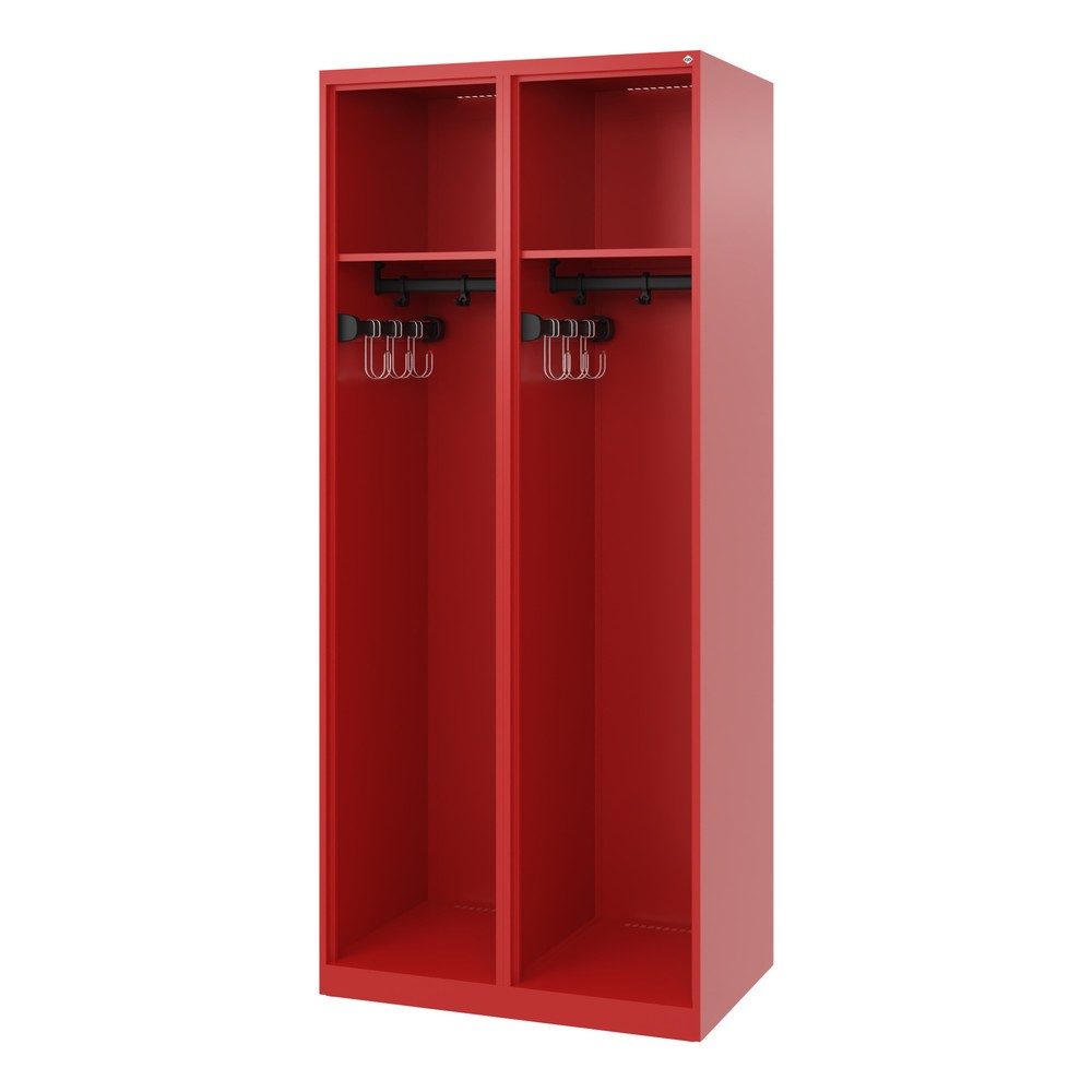 Illustration du produit: C+P Vestiaire pompier EXPERT, patins, 2 compartiments, HxlxP 1 850 x 800 x 500 mm, rouge feu