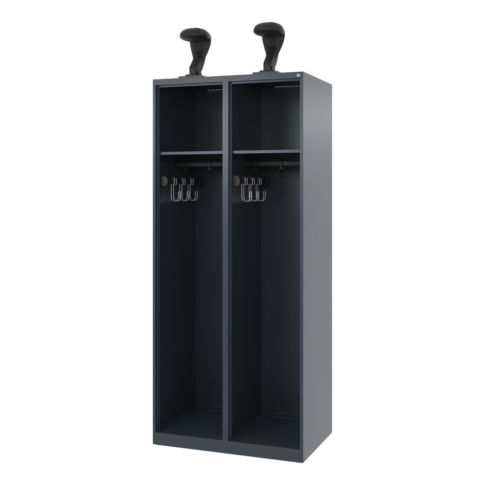 Illustration du produit: C+P Vestiaire pompier EXPERT, patins, 2 compartiment, HxlxP 1 850 x 800 x 500 mm, gris anthracite, avec support de casque