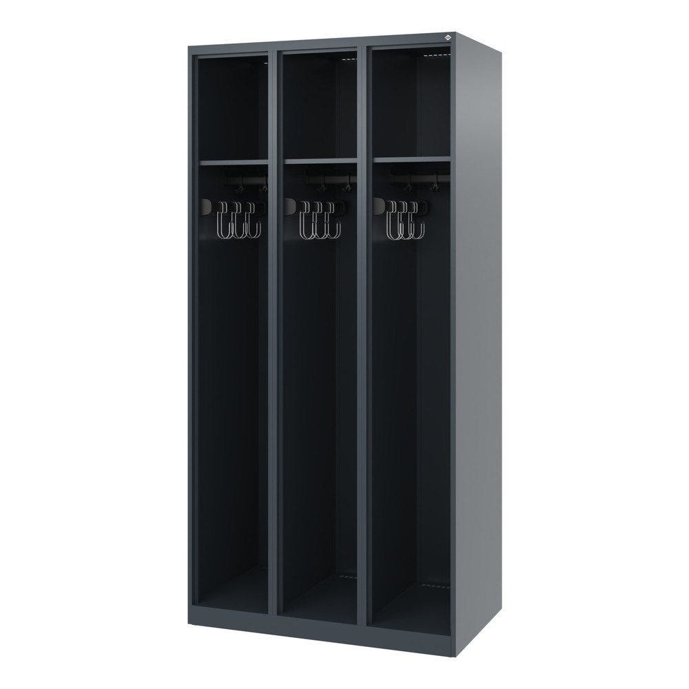 Illustration du produit: C+P Vestiaire pompier EXPERT, patins, 3 compartiments, HxlxP 1 850 x 900 x 500 mm, gris anthracite
