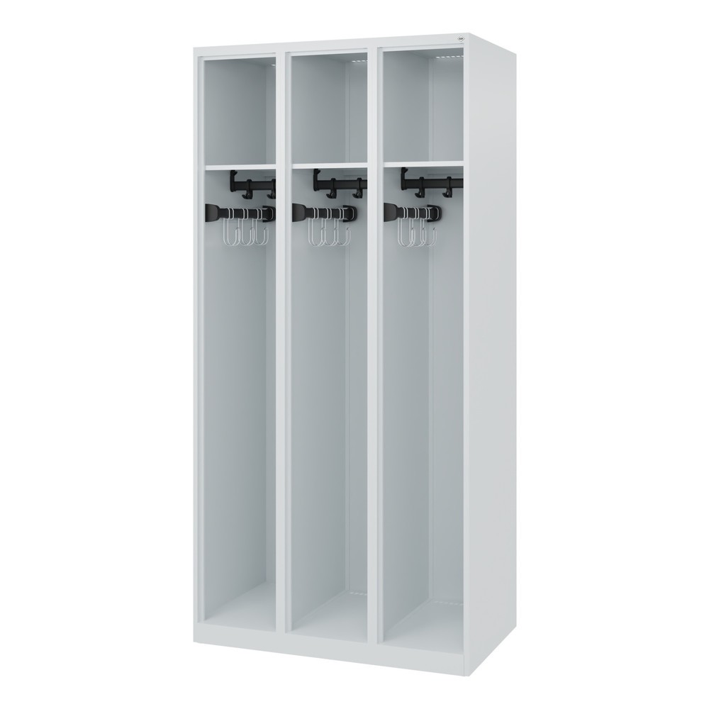 Produktabbildung Nr. 1: C+P Vestiaire pompier EXPERT, patins, 3 compartiments, HxlxP 1 850 x 900 x 500 mm, gris clair
