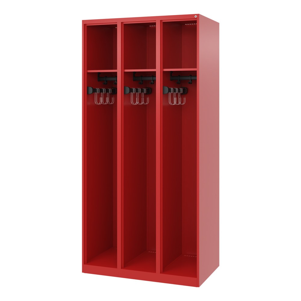 Produktabbildung Nr. 1: C+P Vestiaire pompier EXPERT, patins, 3 compartiments, HxlxP 1 850 x 900 x 500 mm, rouge feu