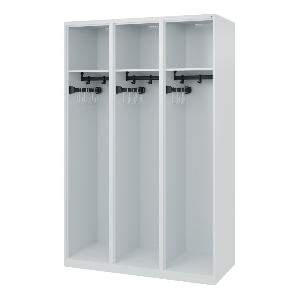 Illustration du produit: C+P Vestiaire pompier EXPERT, patins, 3 compartiments, HxlxP 1 850 x 1 200 x 500 mm, gris clair
