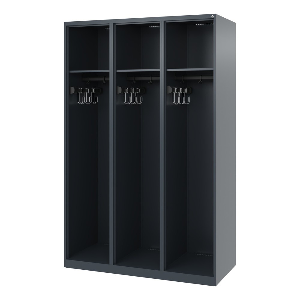 Produktabbildung Nr. 1: C+P Vestiaire pompier EXPERT, patins, 3 compartiments, HxlxP 1 850 x 1 200 x 500 mm, gris anthracite