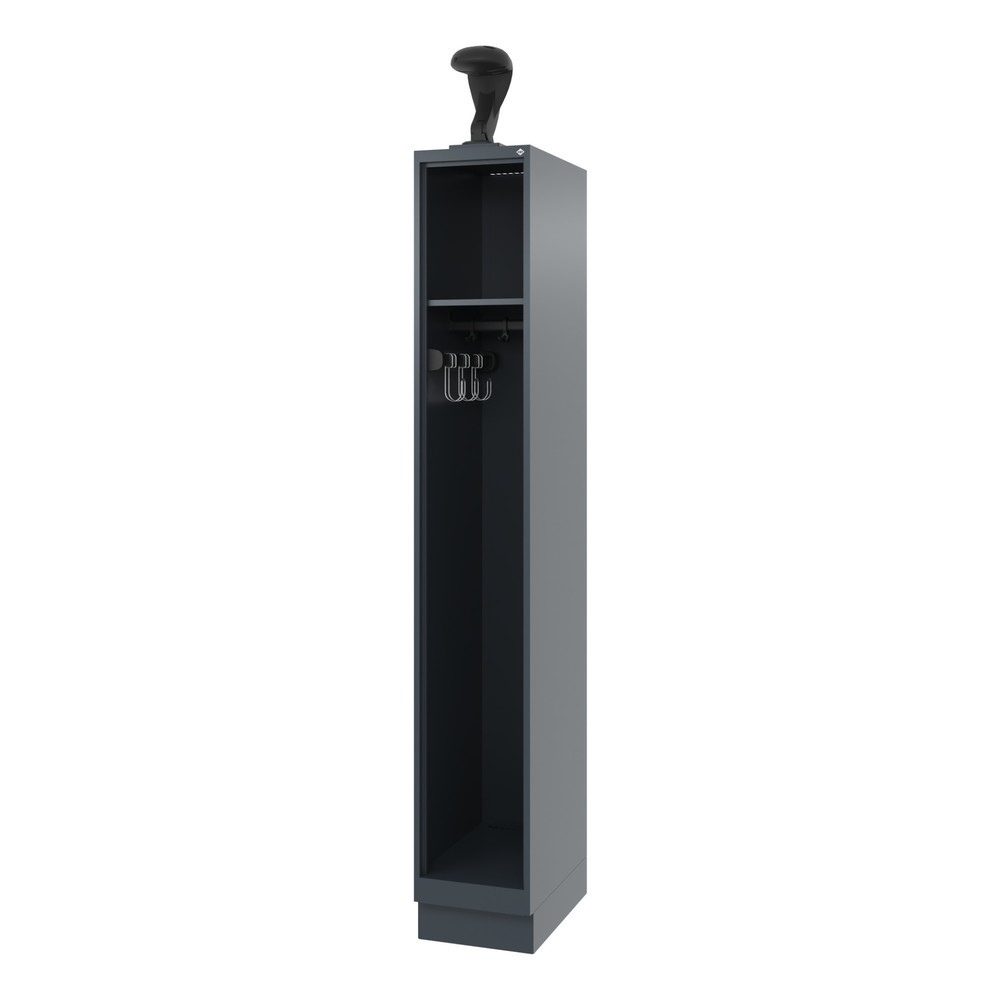 Illustration du produit: C+P Vestiaire pompier EXPERT, socle, 1 compartiment, HxlxP 1 850 x 300 x 500 mm, gris anthracite, avec support de casque