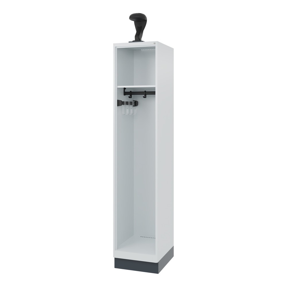 Illustration du produit: C+P Vestiaire pompier EXPERT, socle, 1 compartiment, HxlxP 1 850 x 400 x 500 mm, gris clair, avec support de casque