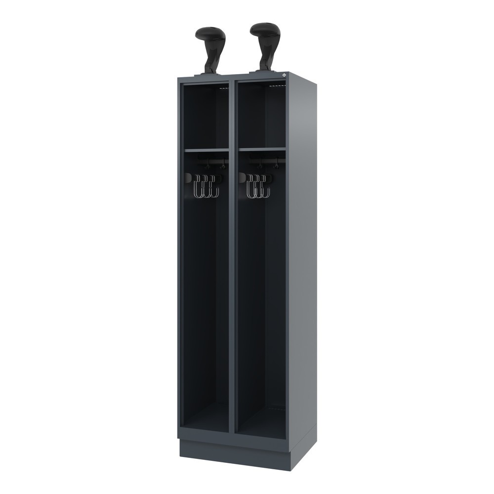Illustration du produit: C+P Vestiaire pompier EXPERT, socle, 2 compartiments, HxlxP 1 850 x 600 x 500 mm, gris anthracite, avec support de casque