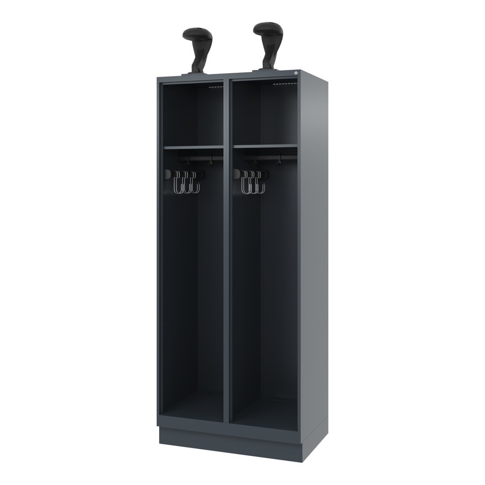 Produktabbildung Nr. 1: C+P Vestiaire pompier EXPERT, socle, 2 compartiments, HxlxP 1 850 x 800 x 500 mm, gris anthracite, avec support de casque