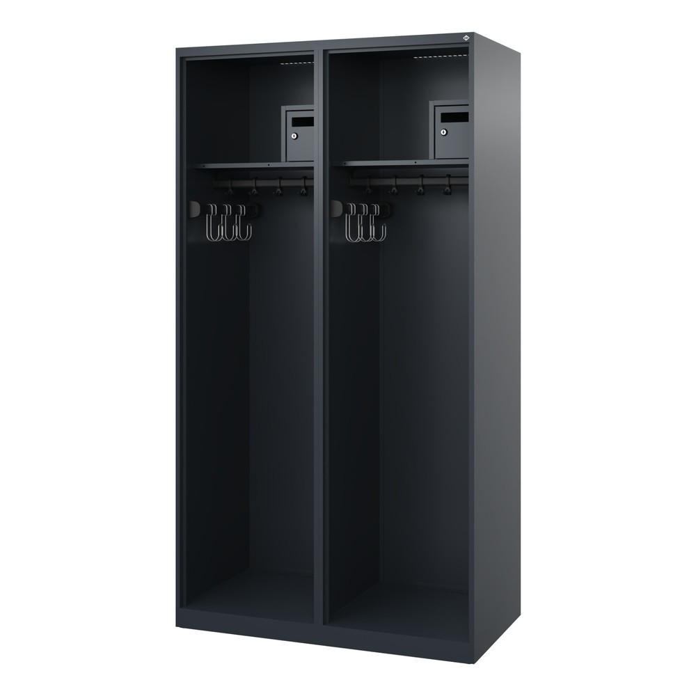 Illustration du produit: C+P Vestiaire pompier FLEXO, patins, 2 compartiments, HxlxP 1 850 x 1 000 x 500 mm, gris anthracite