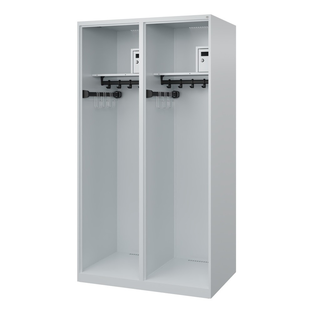 Produktabbildung Nr. 1: C+P Vestiaire pompier FLEXO, patins, 2 compartiments, HxlxP 1 850 x 1 000 x 600 mm, gris clair