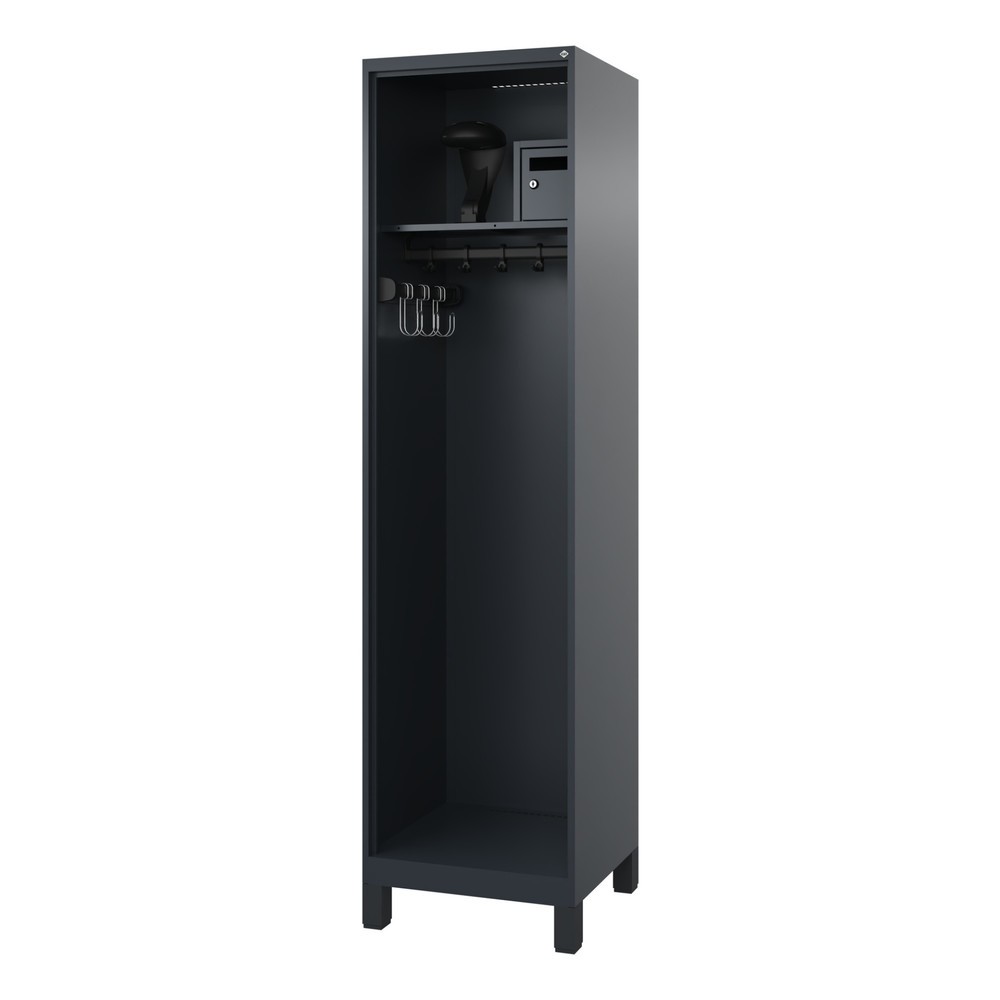 Illustration du produit: C+P Vestiaire pompier FLEXO, pieds, 1 compartiments, HxlxP 1 850 x 500 x 500 mm, gris anthracite, avec support de casque
