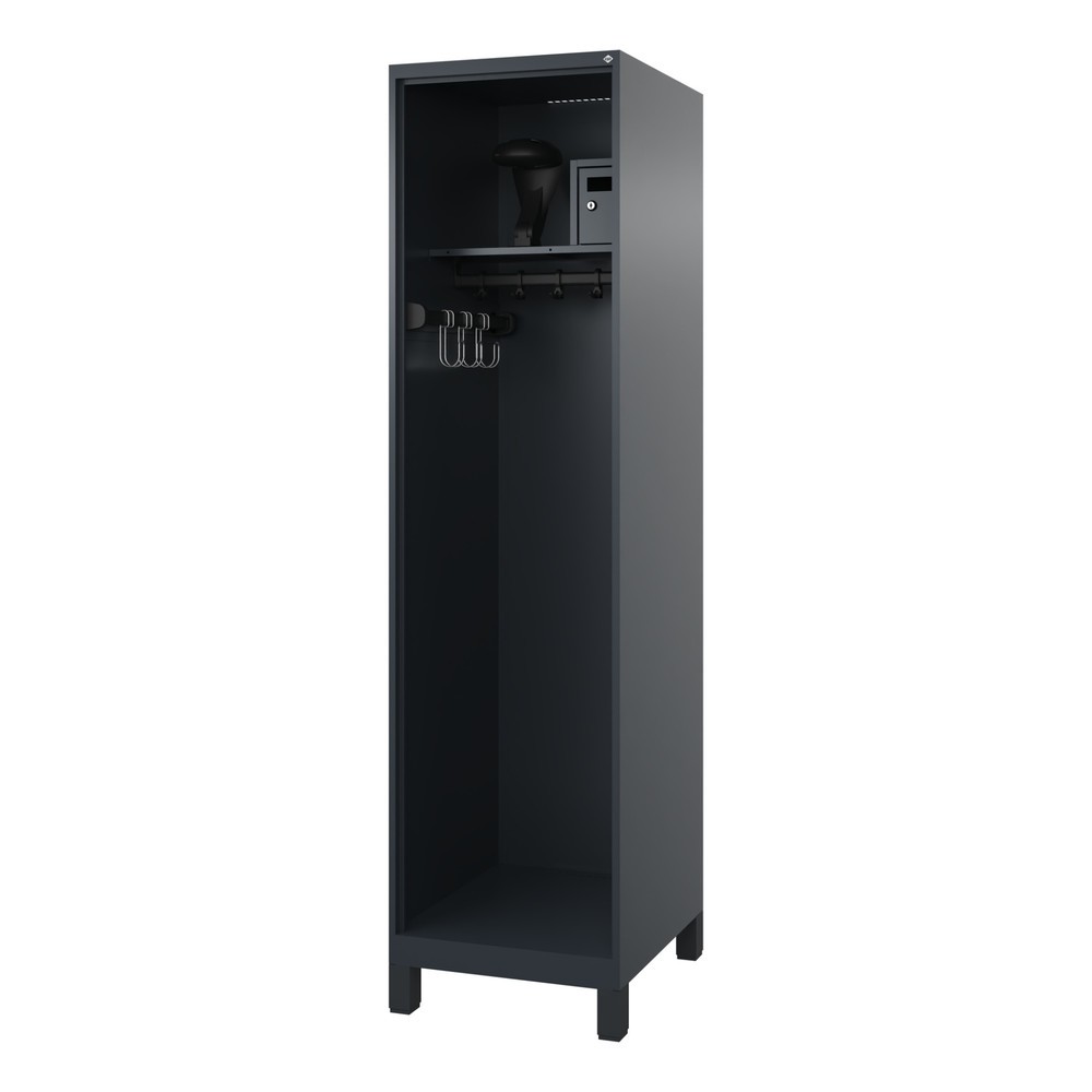 Illustration du produit: C+P Vestiaire pompier FLEXO, pieds, 1 compartiment, HxlxP 1 850 x 500 x 600 mm, gris anthracite, avec support de casque