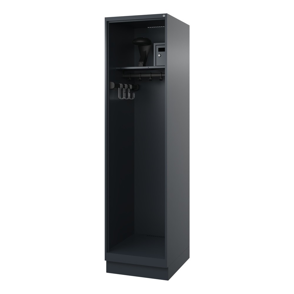 Illustration du produit: C+P Vestiaire pompier FLEXO, socle, 1 compartiment, HxlxP 1 850 x 500 x 600 mm, gris anthracite, avec support de casque