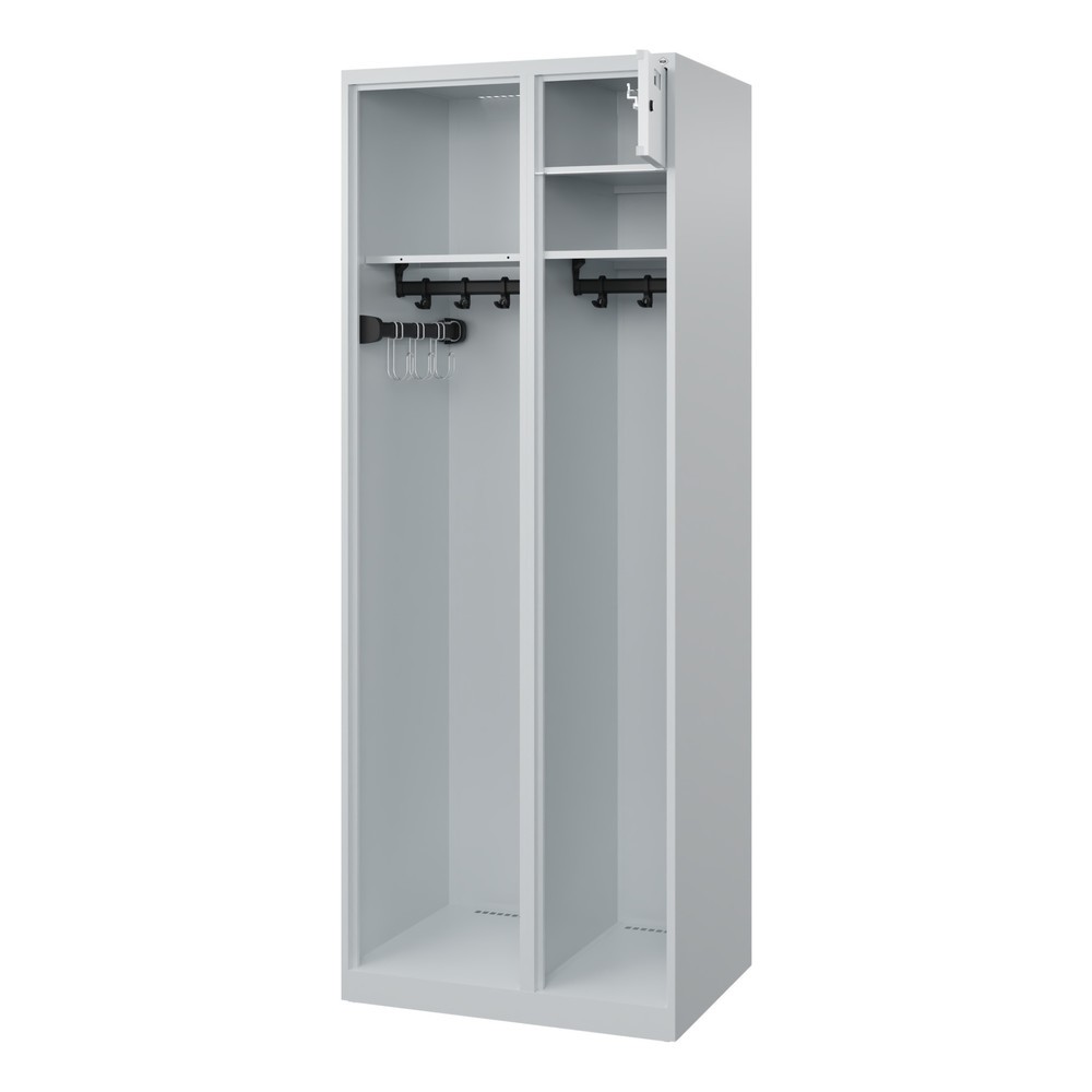 Illustration du produit: C+P Vestiaire pompier KOMBI Open, patins, 1 compartiment, HxlxP 1 850 x 700 x 500 mm, gris clair