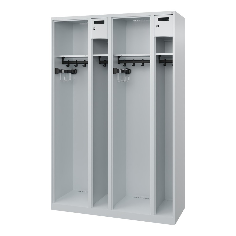 Produktabbildung Nr. 4: C+P Vestiaire pompier KOMBI Open, patins, 2 compartiments, HxlxP 1 850 x 1 200 x 500 mm, gris clair