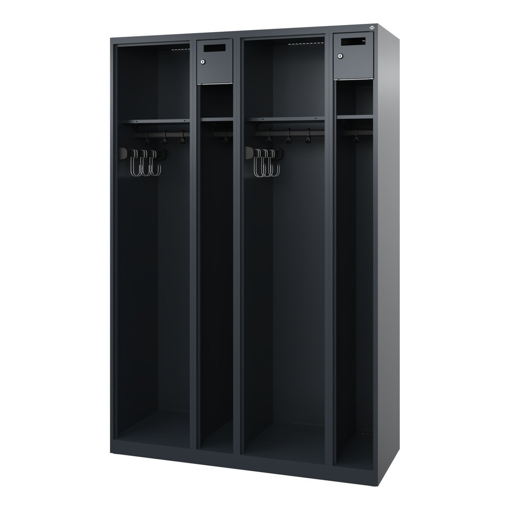 Produktabbildung Nr. 4: C+P Vestiaire pompier KOMBI Open, patins, 2 compartiments, HxlxP 1 850 x 1 200 x 500 mm, gris anthracite
