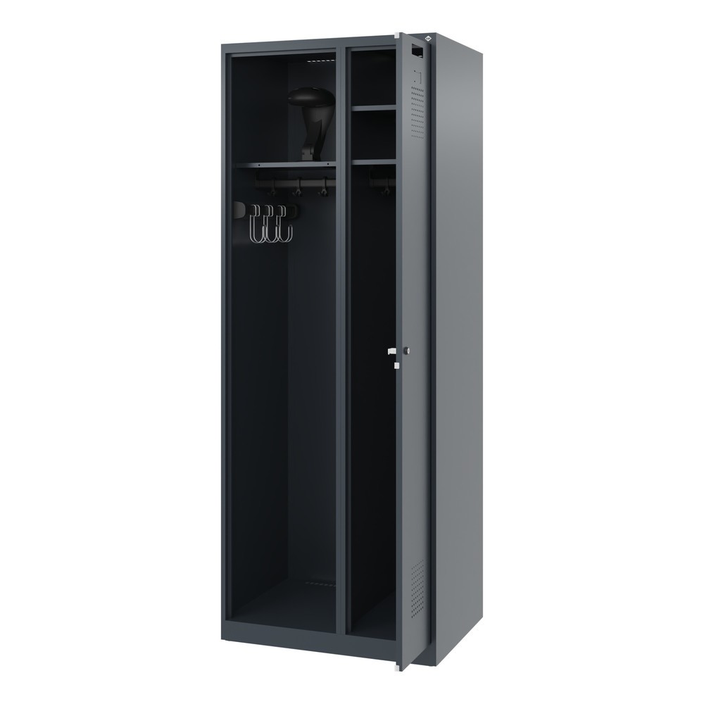 Produktabbildung Nr. 1: C+P Vestiaire pompier KOMBI, patins, 1 compartiment, HxlxP 1 850 x 700 x 500 mm, gris anthracite, avec support de casque