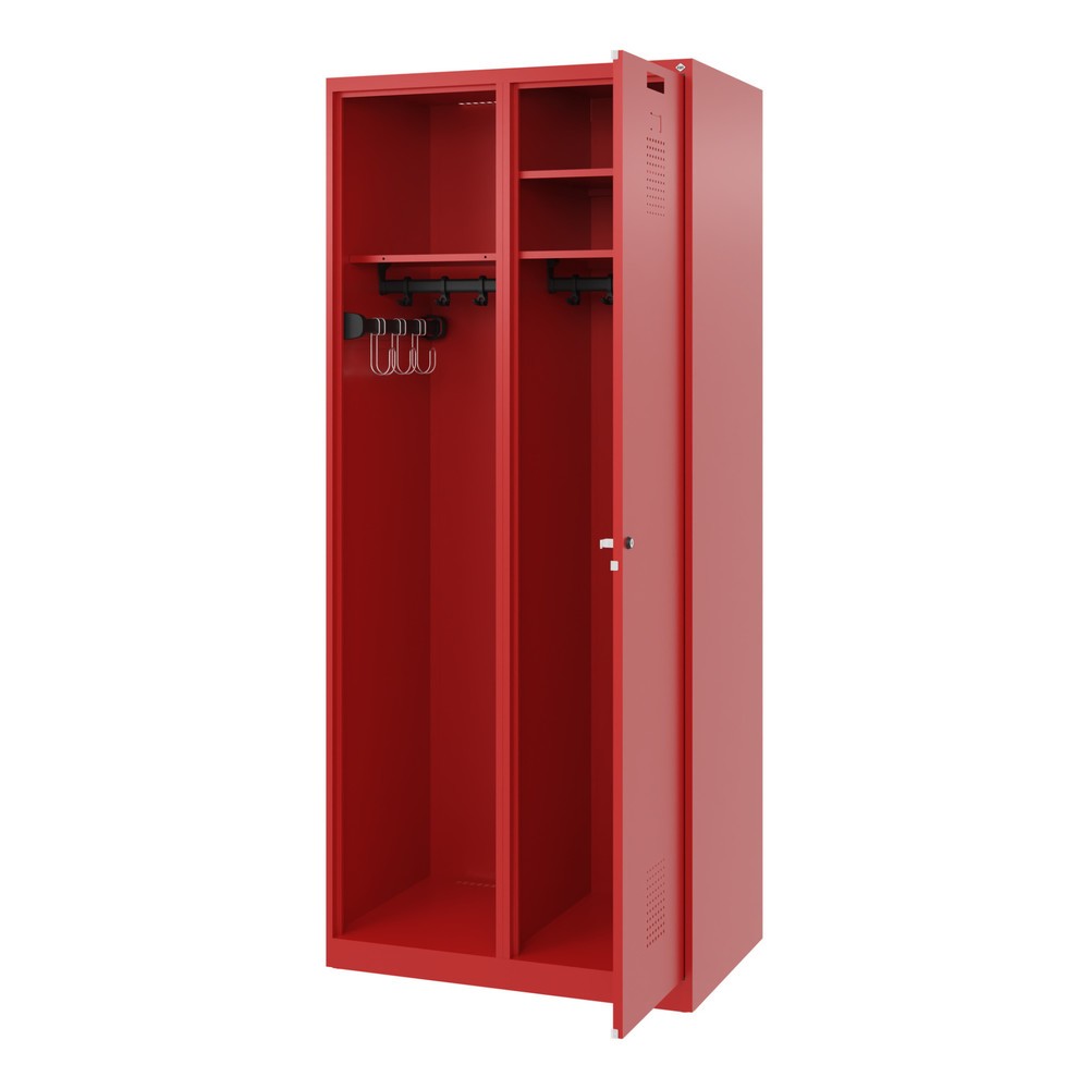 Produktabbildung Nr. 1: C+P Vestiaire pompier KOMBI, patins, 1 compartiment, HxlxP 1 850 x 800 x 500 mm, rouge feu