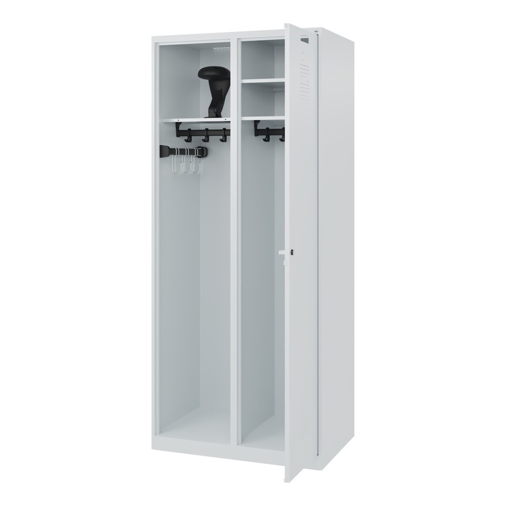 Produktabbildung Nr. 1: C+P Vestiaire pompier KOMBI, patins, 1 compartiment, HxlxP 1 850 x 800 x 500 mm, gris clair, avec support de casque