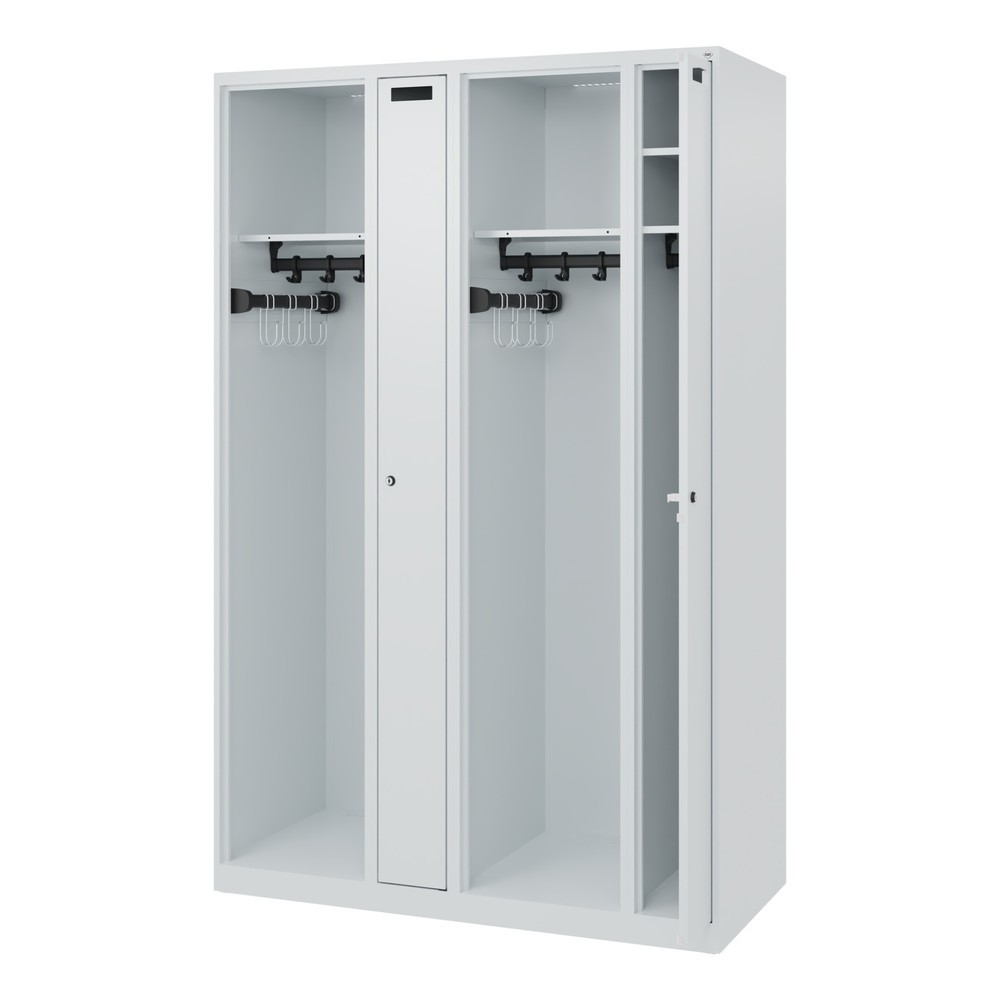 Illustration du produit: C+P Vestiaire pompier KOMBI, patins, 2 compartiments, HxlxP 1 850 x 1 200 x 500 mm, gris clair