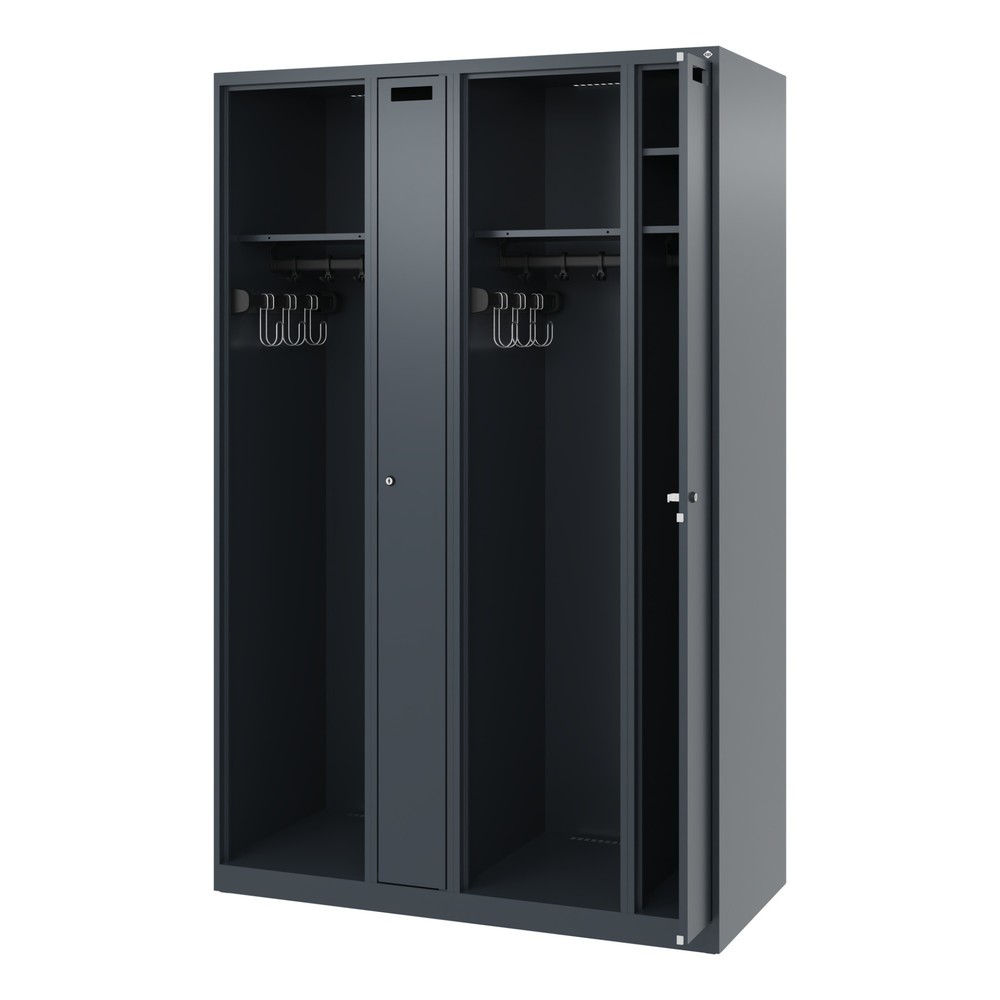 Illustration du produit: C+P Vestiaire pompier KOMBI, patins, 2 compartiments, HxlxP 1 850 x 1 200 x 500 mm, gris anthracite
