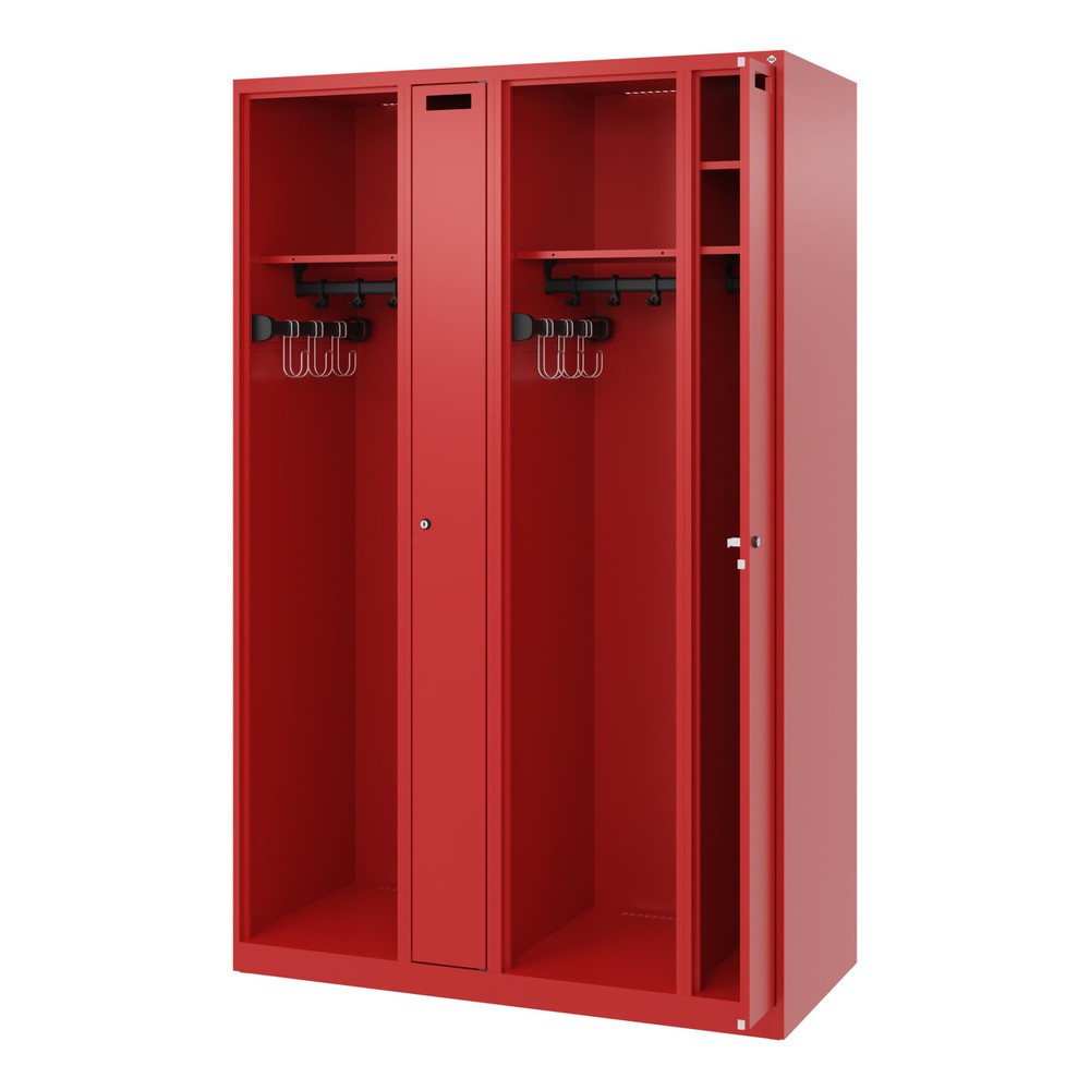 Illustration du produit: C+P Vestiaire pompier KOMBI, patins, 2 compartiments, HxlxP 1 850 x 1 200 x 500 mm, rouge feu