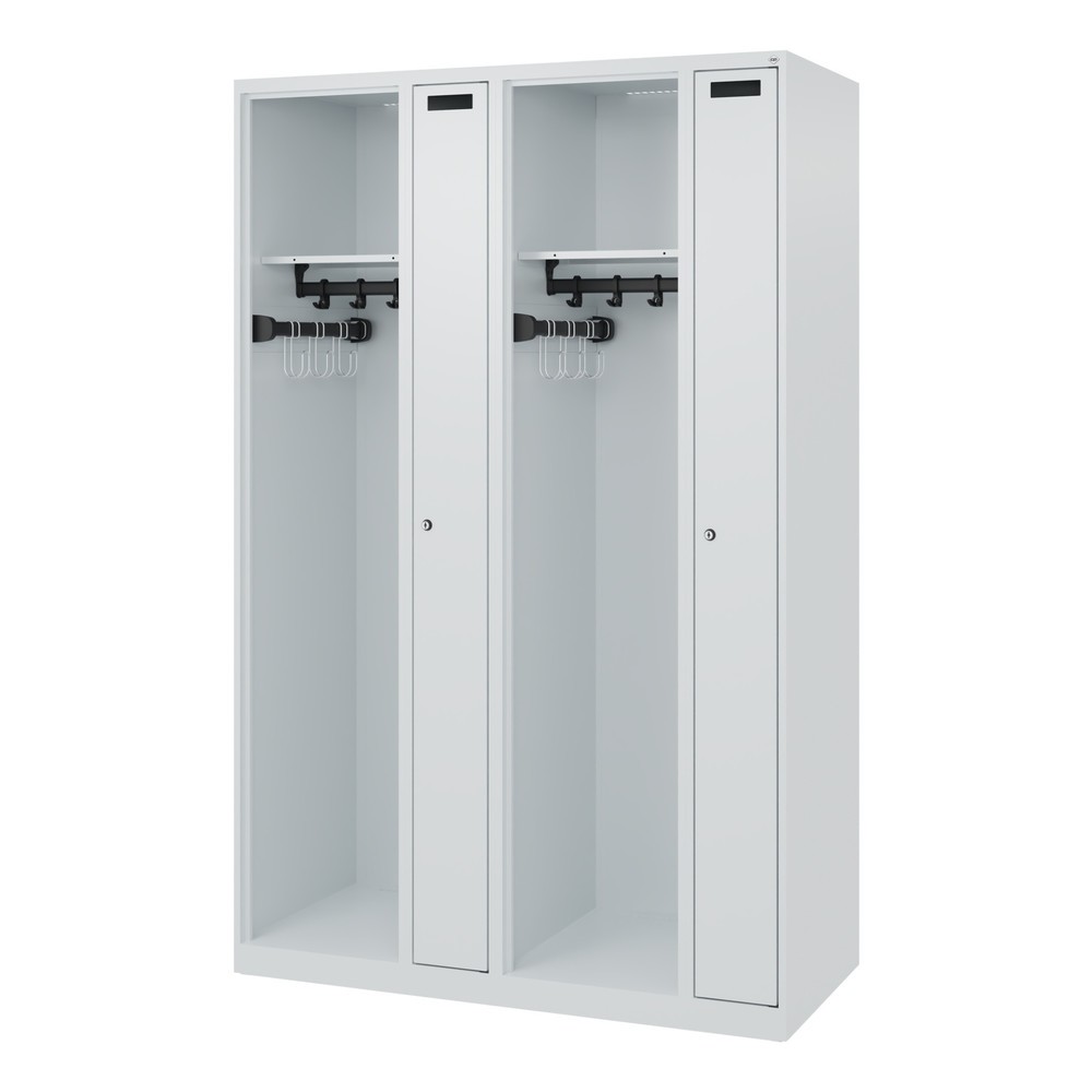 Produktabbildung Nr. 5: C+P Vestiaire pompier KOMBI, patins, 2 compartiments, HxlxP 1 850 x 1 200 x 500 mm, gris clair