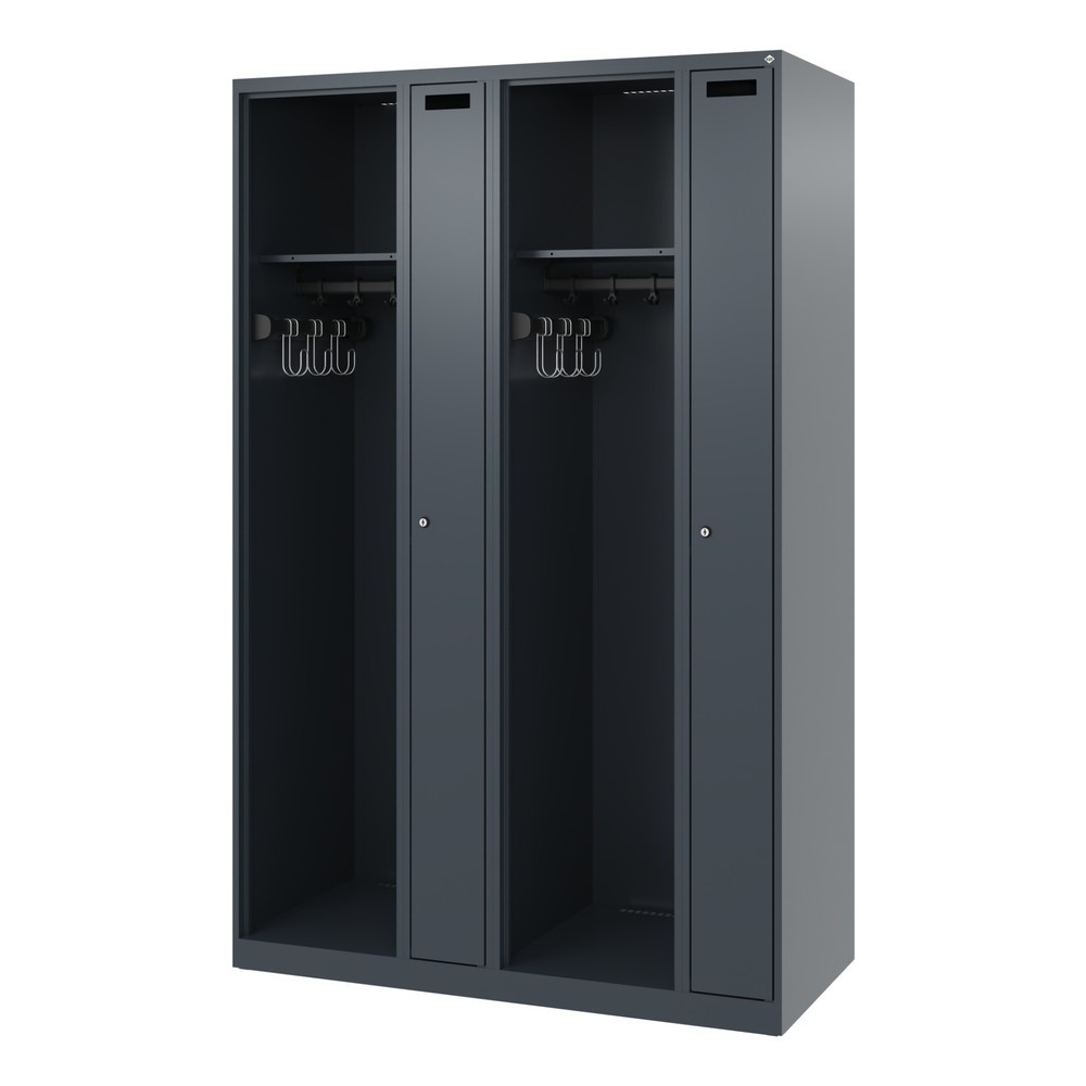 Produktabbildung Nr. 5: C+P Vestiaire pompier KOMBI, patins, 2 compartiments, HxlxP 1 850 x 1 200 x 500 mm, gris anthracite