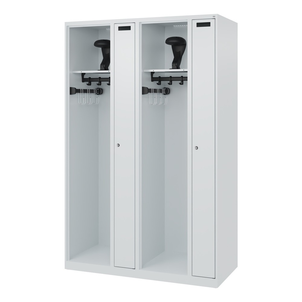 Produktabbildung Nr. 5: C+P Vestiaire pompier KOMBI, patins, 2 compartiments, HxlxP 1 850 x 1 200 x 500 mm, gris clair, avec support de casque