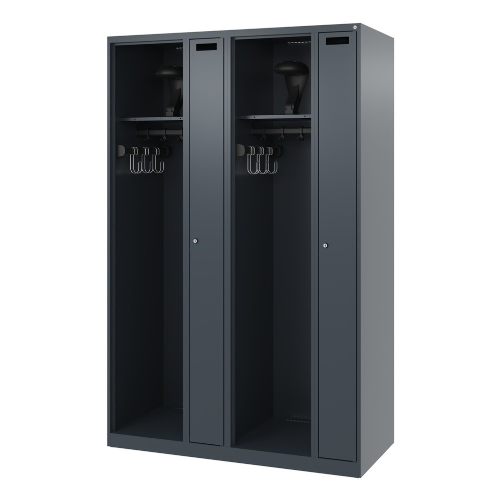 Produktabbildung Nr. 5: C+P Vestiaire pompier KOMBI, patins, 2 compartiments, HxlxP 1 850 x 1 200 x 500 mm, gris anthracite, avec support de casque