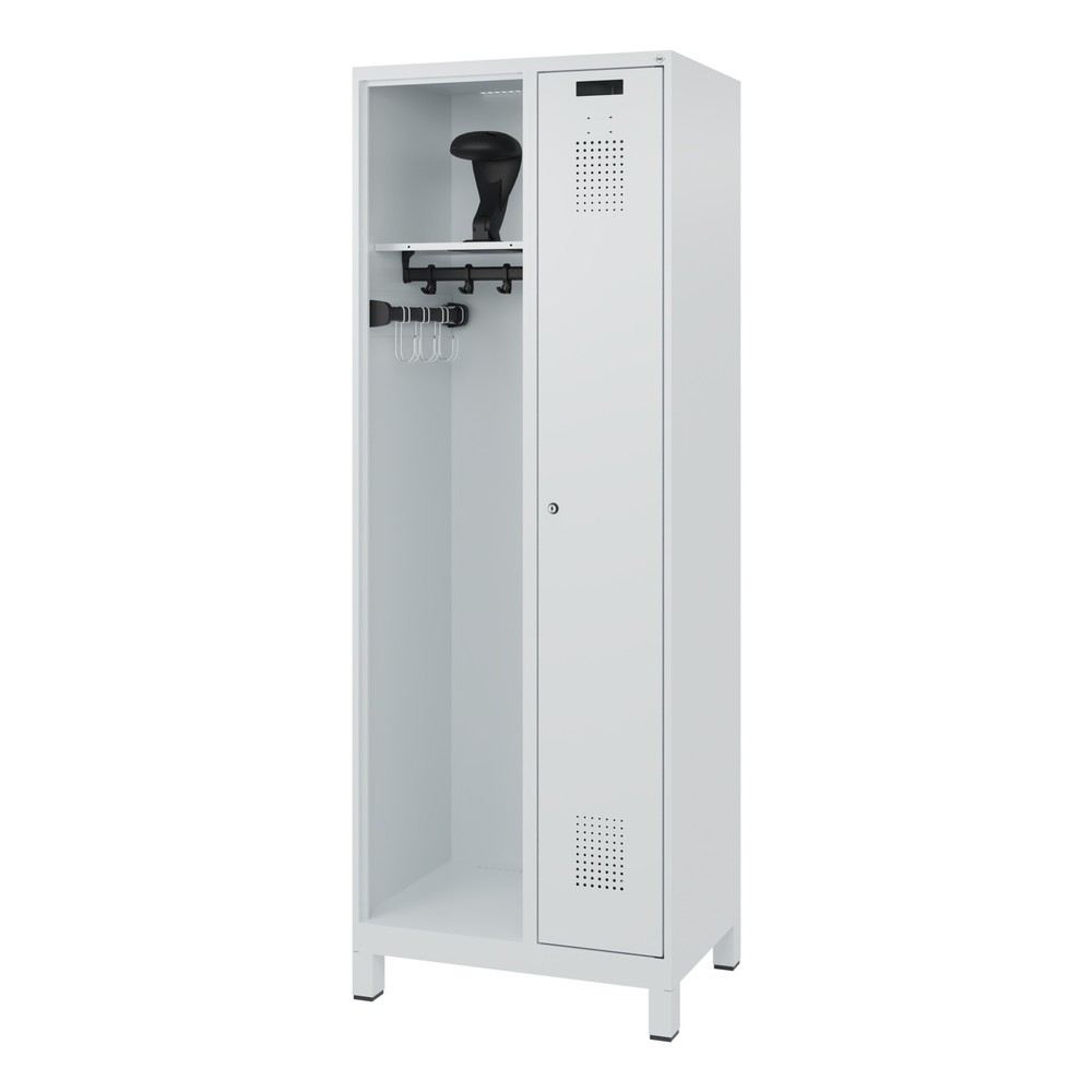 Produktabbildung Nr. 5: C+P Vestiaire pompier KOMBI, pieds, 1 compartiment, HxlxP 1 850 x 700 x 500 mm, gris clair, avec support de casque