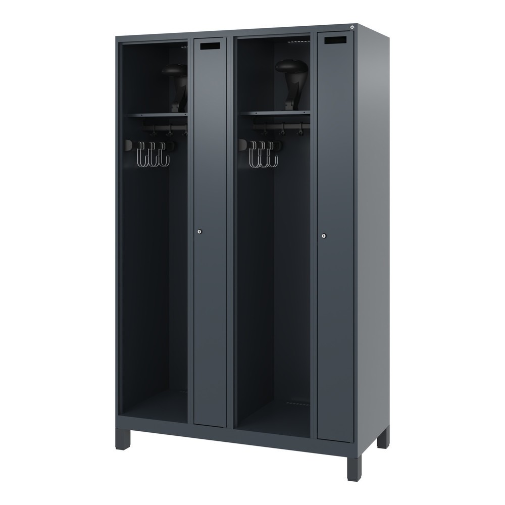 Produktabbildung Nr. 5: C+P Vestiaire pompier KOMBI, pieds, 2 compartiments, HxlxP 1 850 x 1 200 x 500 mm, gris anthracite, avec support de casque