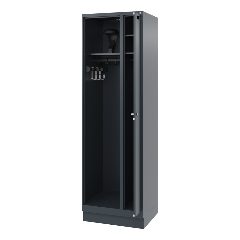 Illustration du produit: C+P Vestiaire pompier KOMBI, socle, 1 compartiment, HxlxP 1 850 x 600 x 500 mm, gris anthracite, avec support de casque