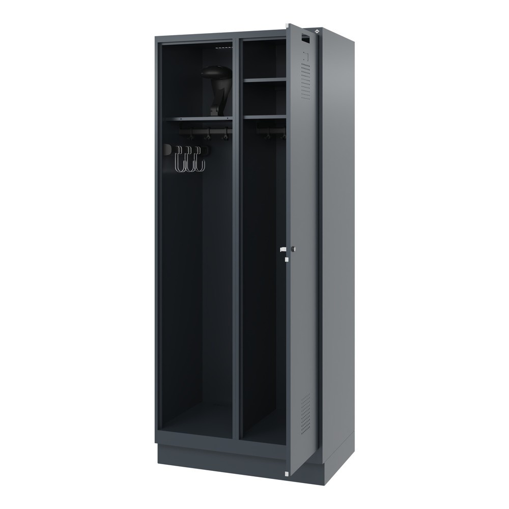 Illustration du produit: C+P Vestiaire pompier KOMBI, socle, 1 compartiment, HxlxP 1 850 x 800 x 500 mm, gris anthracite, avec support de casque