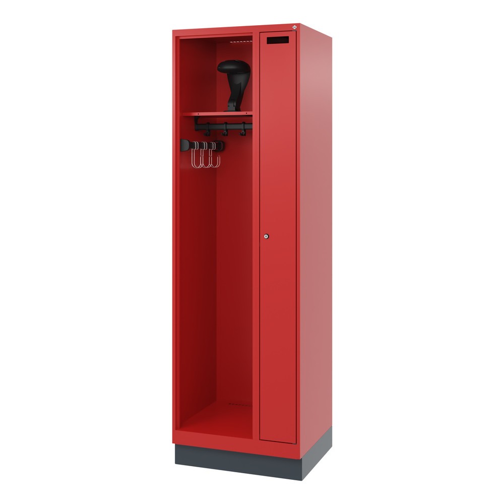 Produktabbildung Nr. 5: C+P Vestiaire pompier KOMBI, socle, 1 compartiment, HxlxP 1 850 x 600 x 500 mm, rouge feu, avec support de casque