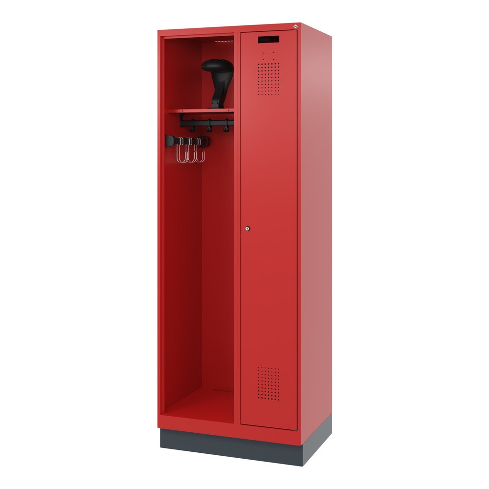 Produktabbildung Nr. 5: C+P Vestiaire pompier KOMBI, socle, 1 compartiment, HxlxP 1 850 x 700 x 500 mm, rouge feu, avec support de casque