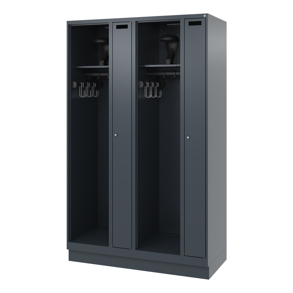 Produktabbildung Nr. 5: C+P Vestiaire pompier KOMBI, socle, 2 compartiments, HxlxP 1 850 x 1 200 x 500 mm, gris anthracite, avec support de casque
