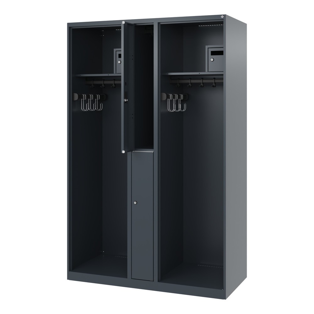 Illustration du produit: C+P Vestiaire pompier MAXI, patins, HxlxP 1 850 x 1 200 x 500 mm, gris anthracite